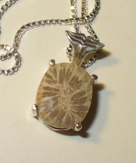 fossil coral in sterling silver
